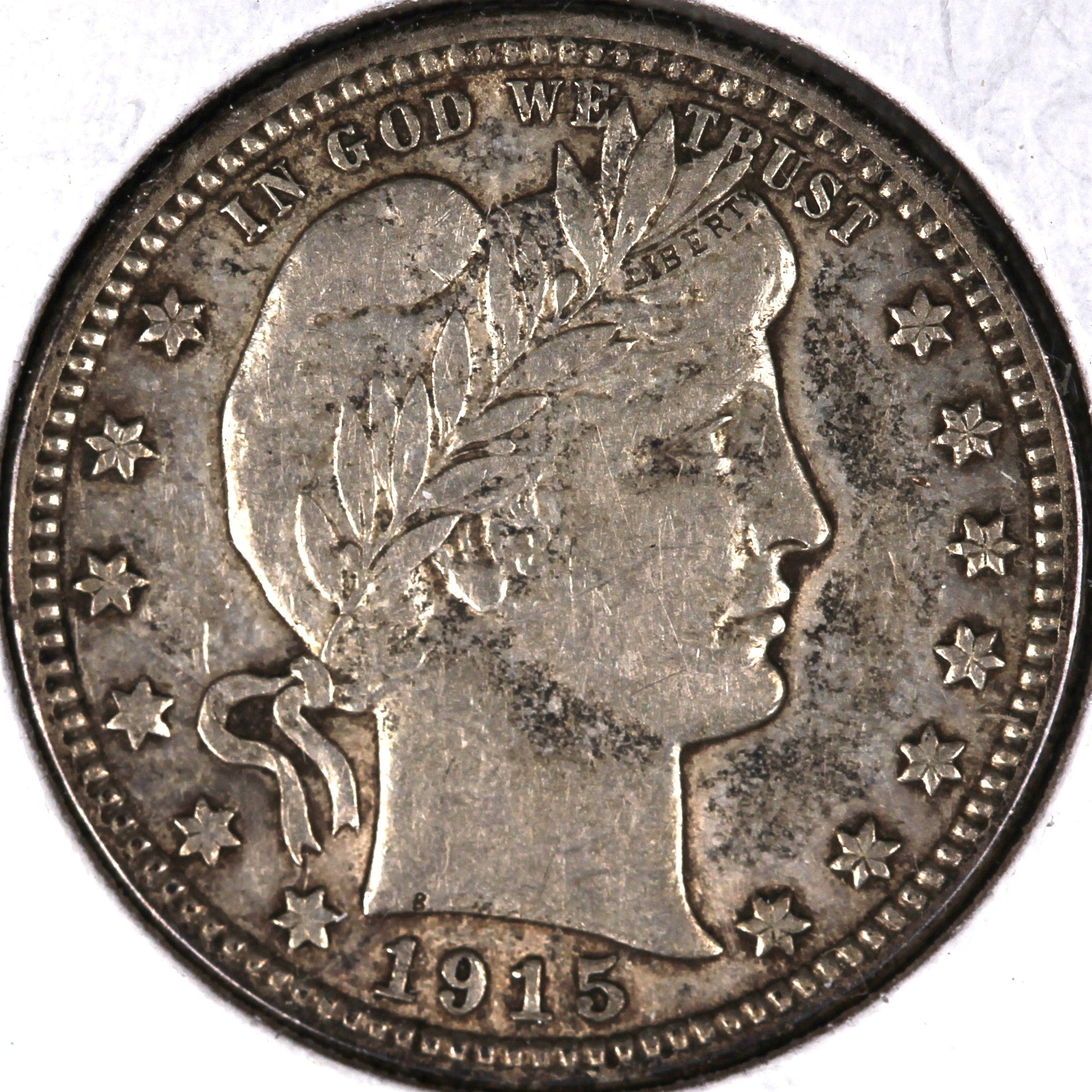 1915-D Barber Silver Quarter, Extra Fine Plus Circulated Coin, Store #QR1545.