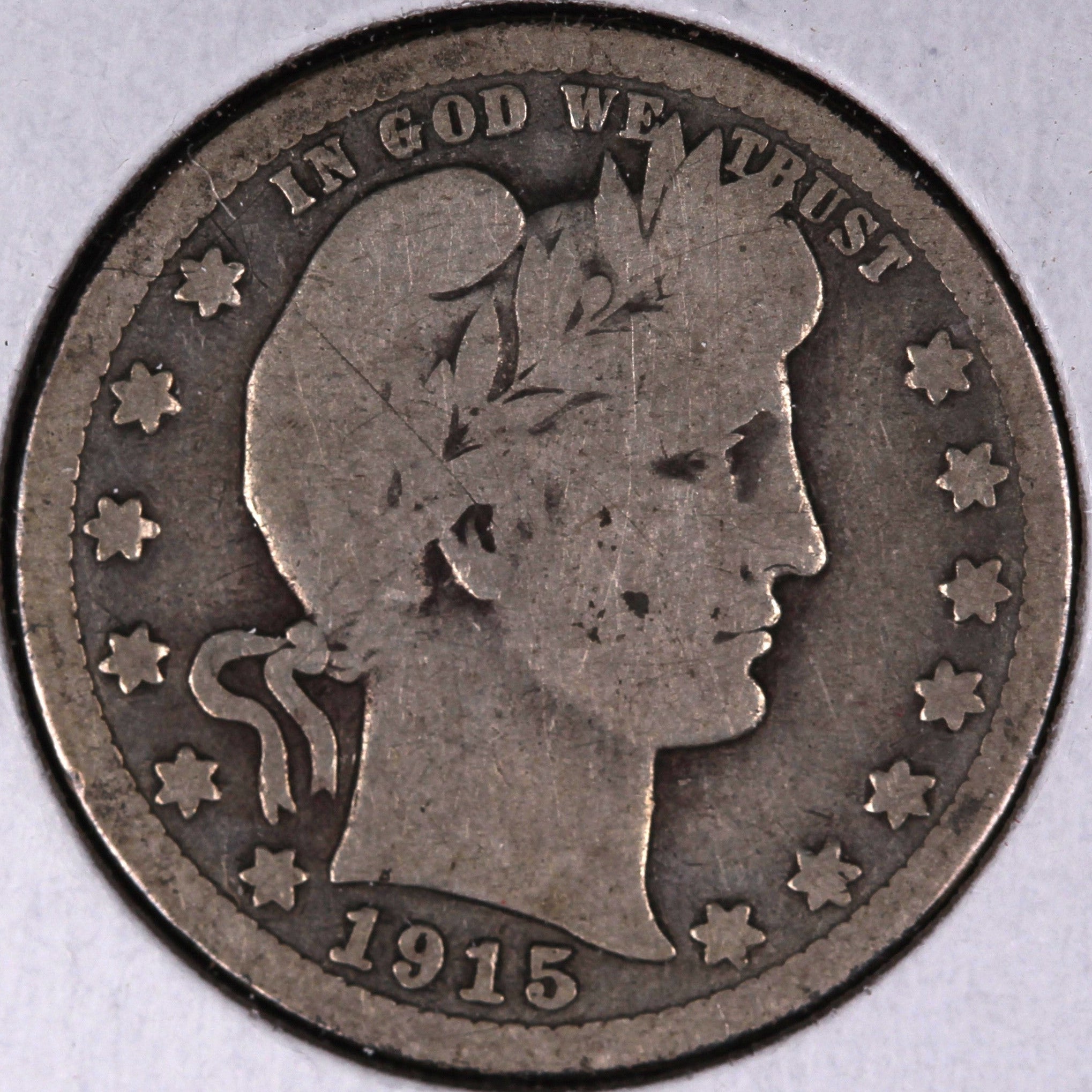 1915-S Barber Silver Quarter, Good+ Circulated Coin, Store #QR1548