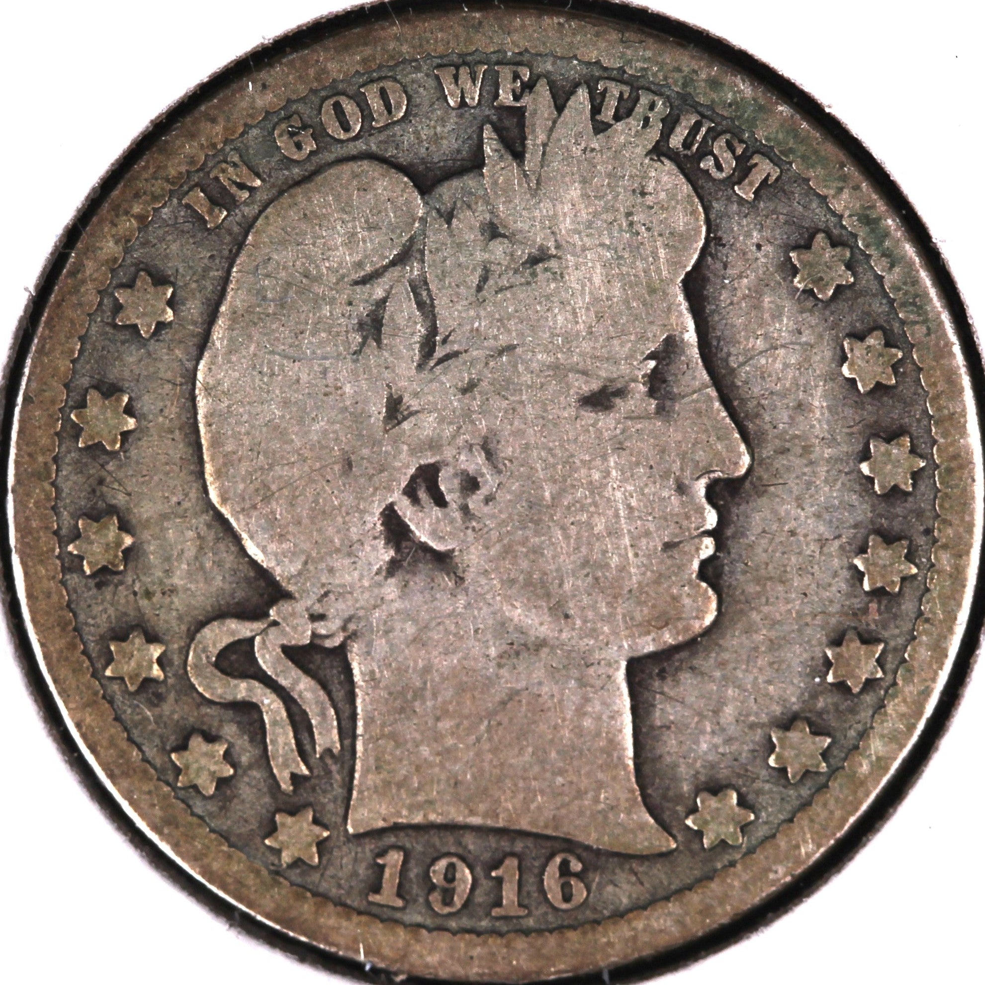 1916-D Barber Quarter, Good+ Circulated Coin, Store #08046