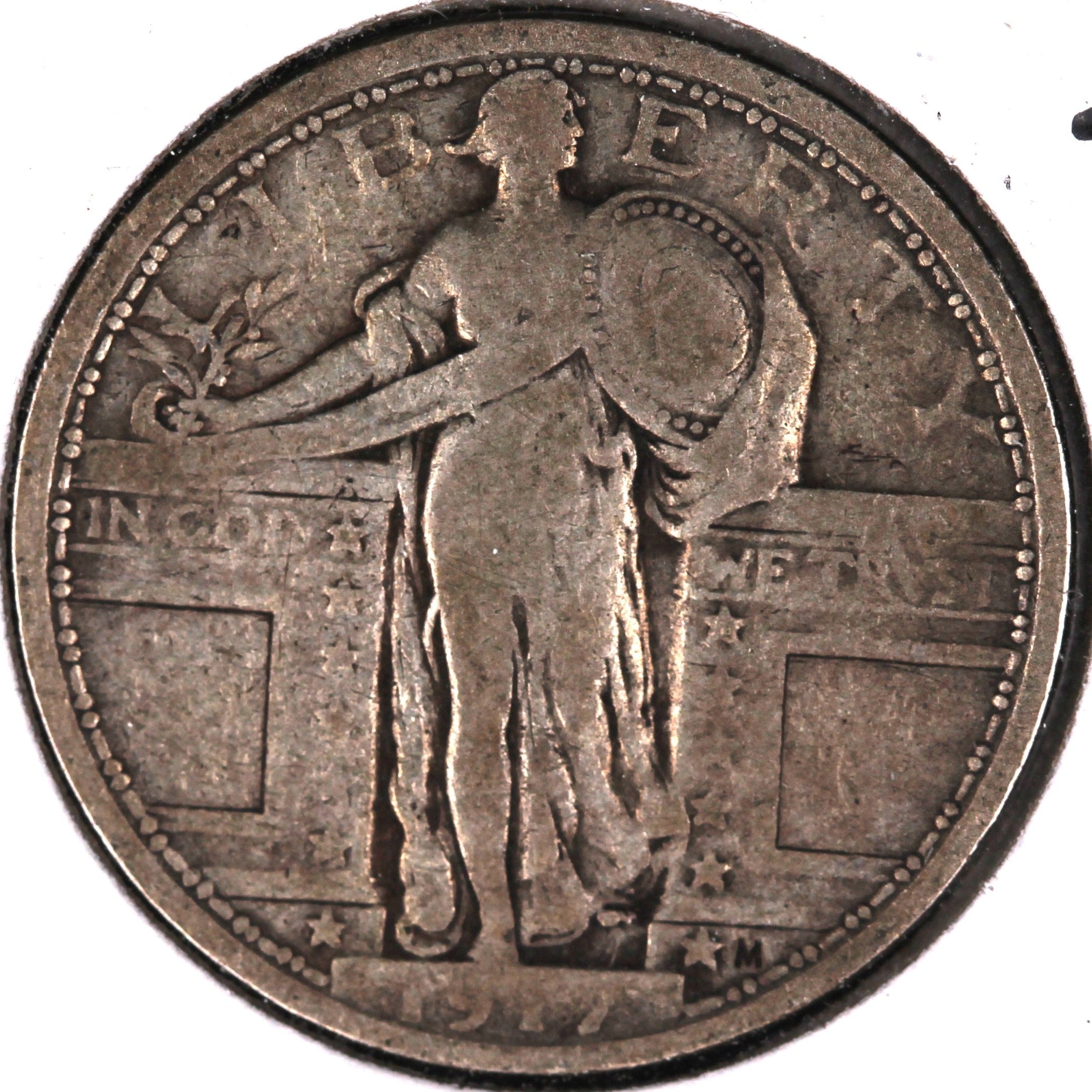 1917 T-1 Standing Liberty Quarter, Fine+ Circulated Coin, Store #08058