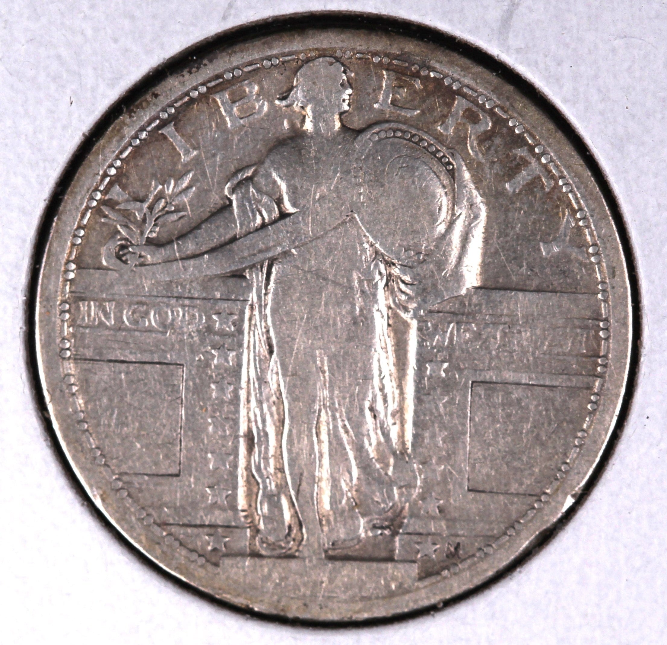 1917 T-1 Standing Liberty Silver Quarter. Very Good Circulated Coin. Store #QR1553