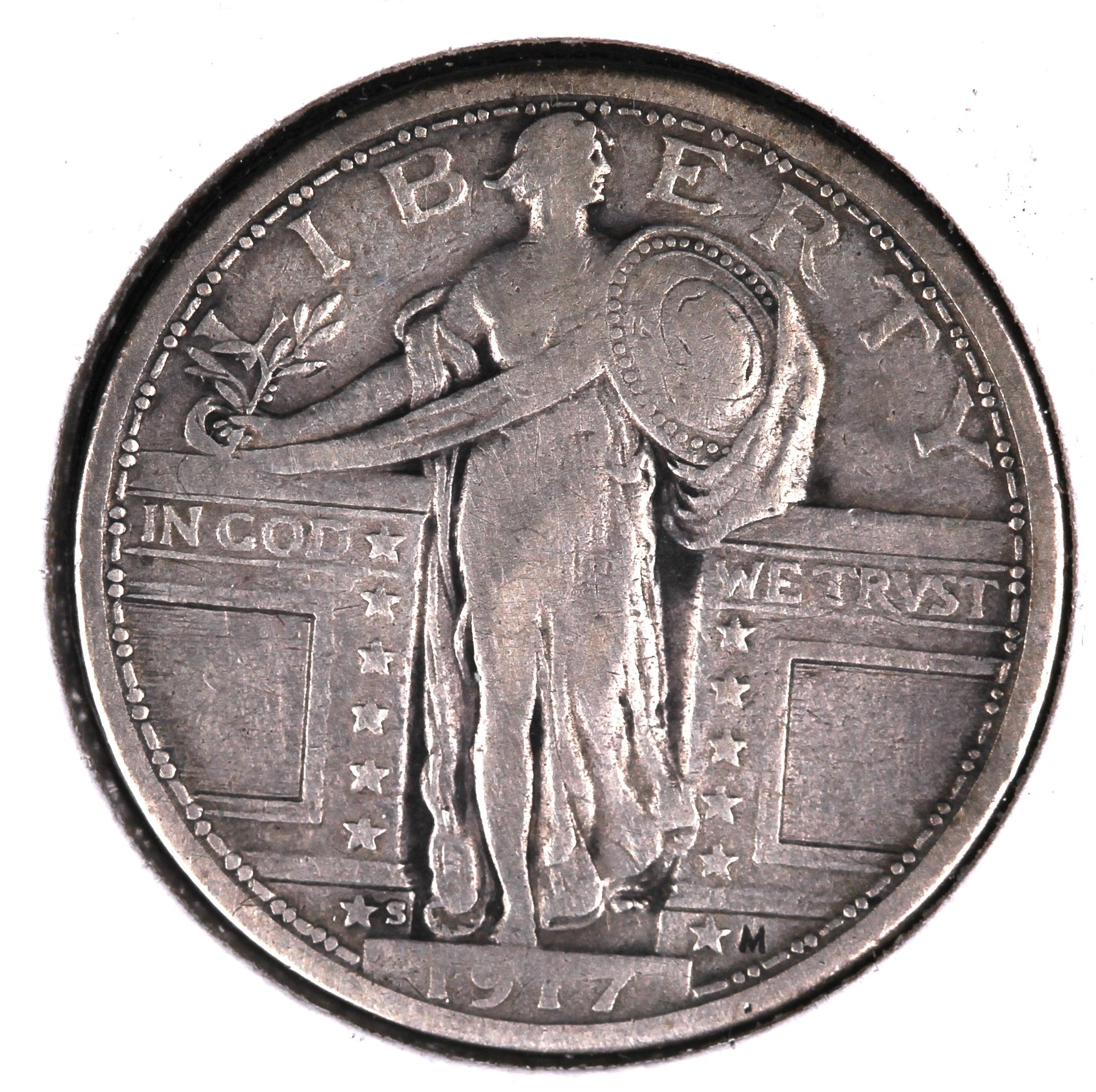 1917-S T-1 Standing Liberty Silver Quarter. Very Good Coin. Store #QR1551