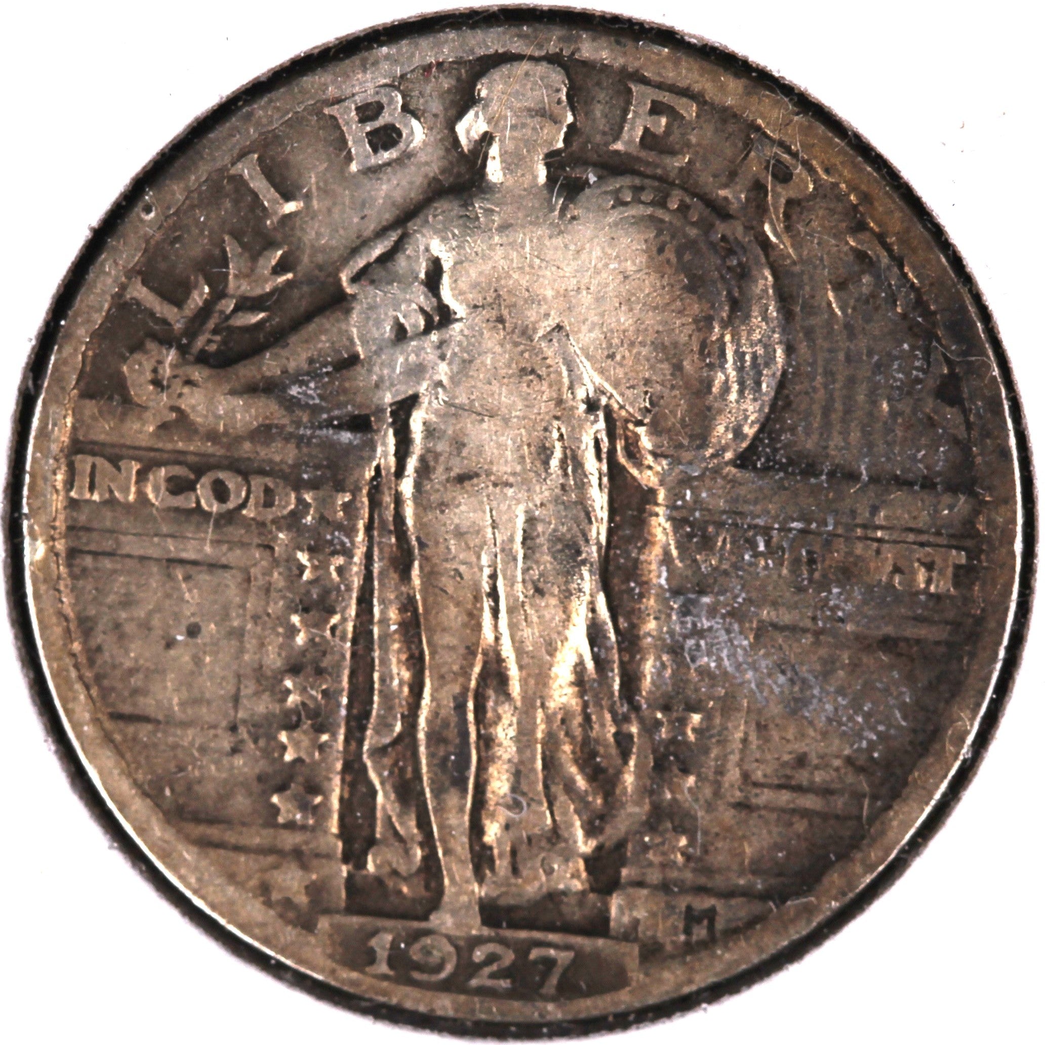 1927 Standing Liberty Quarter, Very Good Circulated Coin, Store #QR1653.