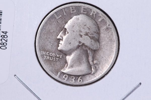1936 Washington Quarter. Affordable Circulated Collectable Coin. Store # 08284