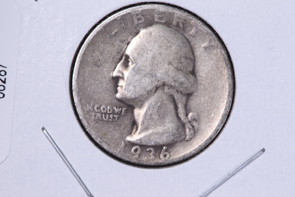 1936-D Washington Quarter. Affordable Circulated Collectable Coin. Store # 08287