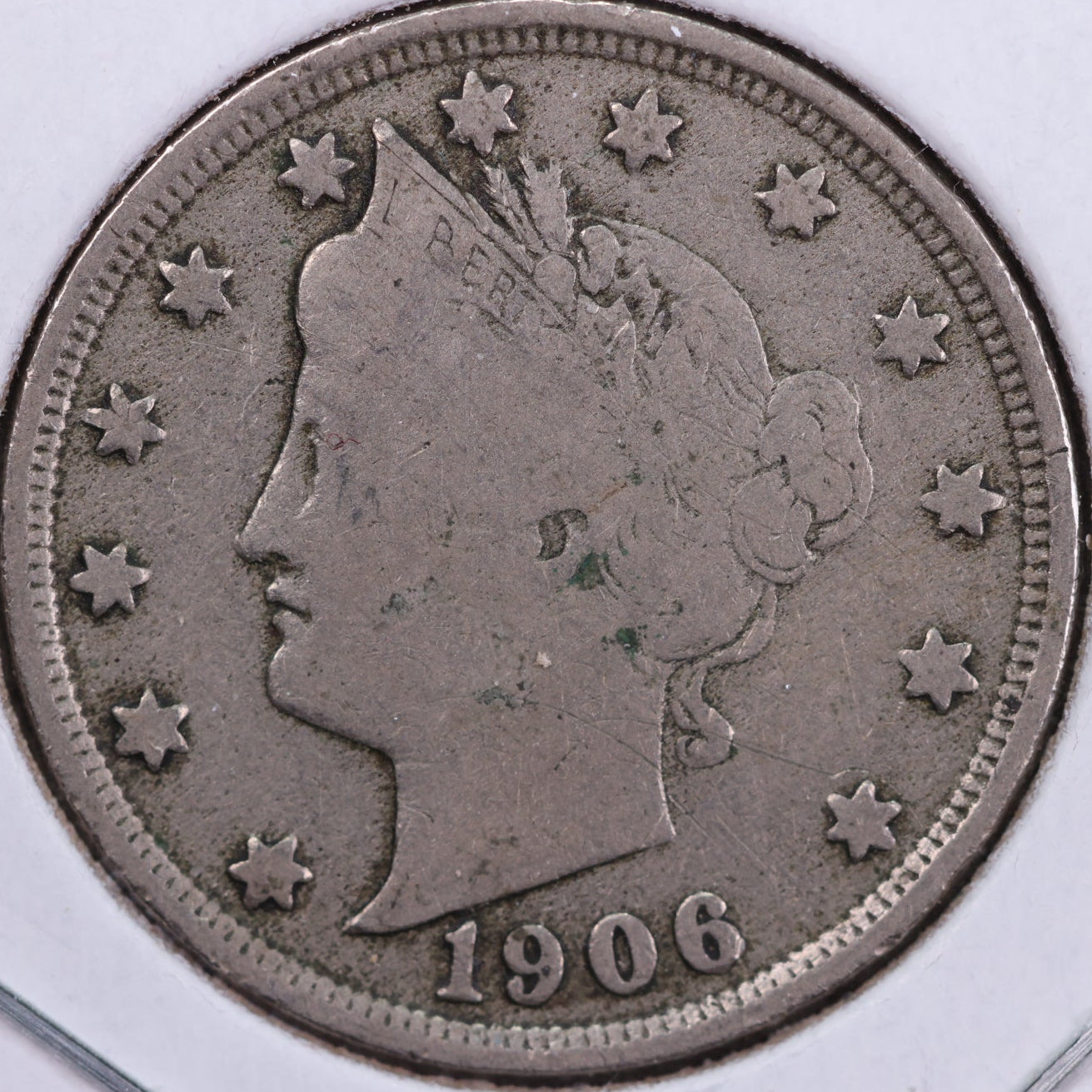 1906 Liberty Nickel, Very Good Circulated Coin. Store #11697