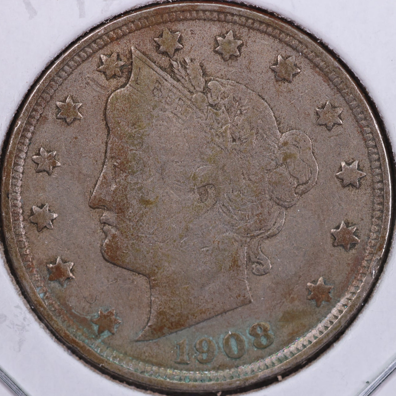 1908 Liberty Nickel, Very Good+ Circulated Coin. Store #11698