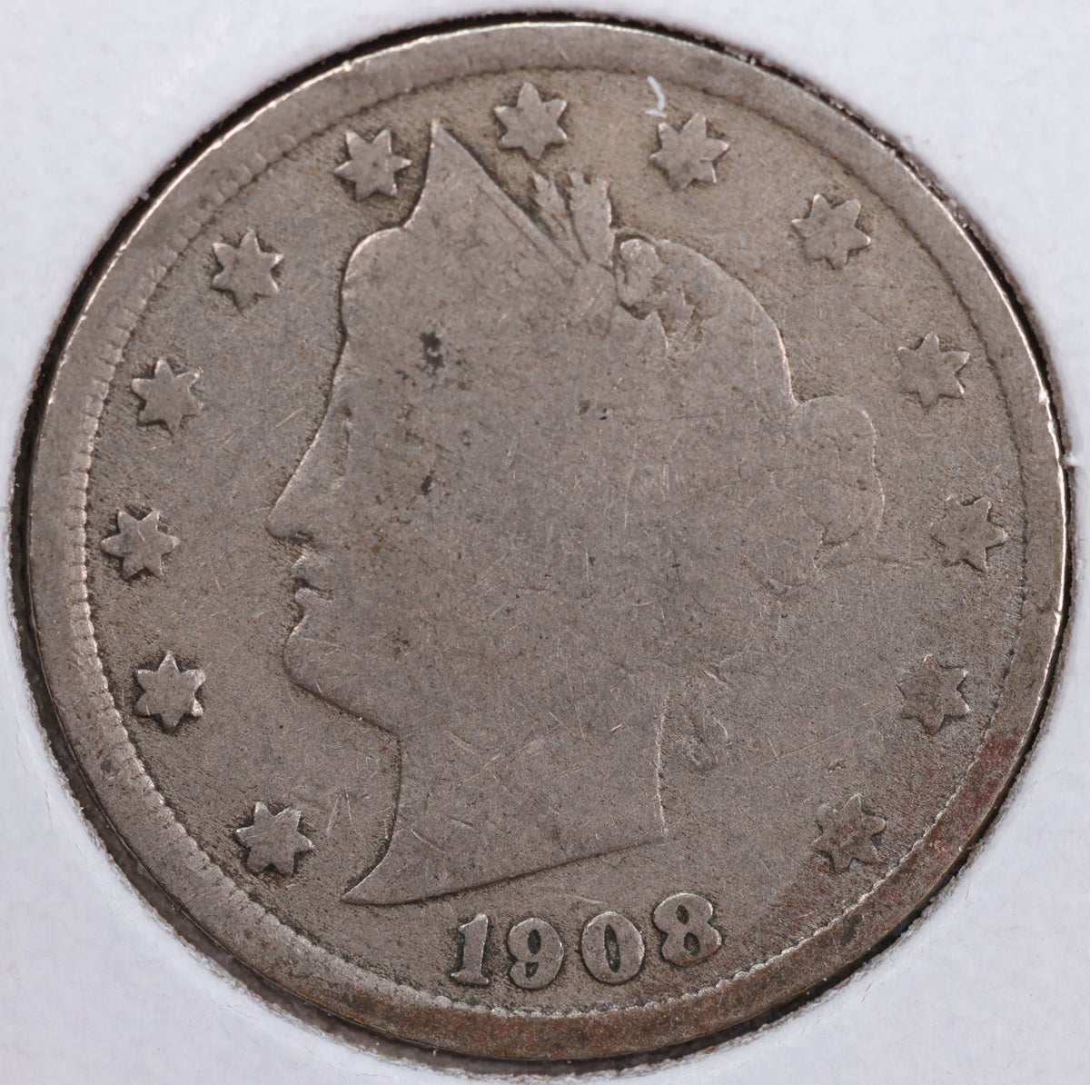1908 Liberty Nickel, Circulated Collectible Coin. Store #NL419