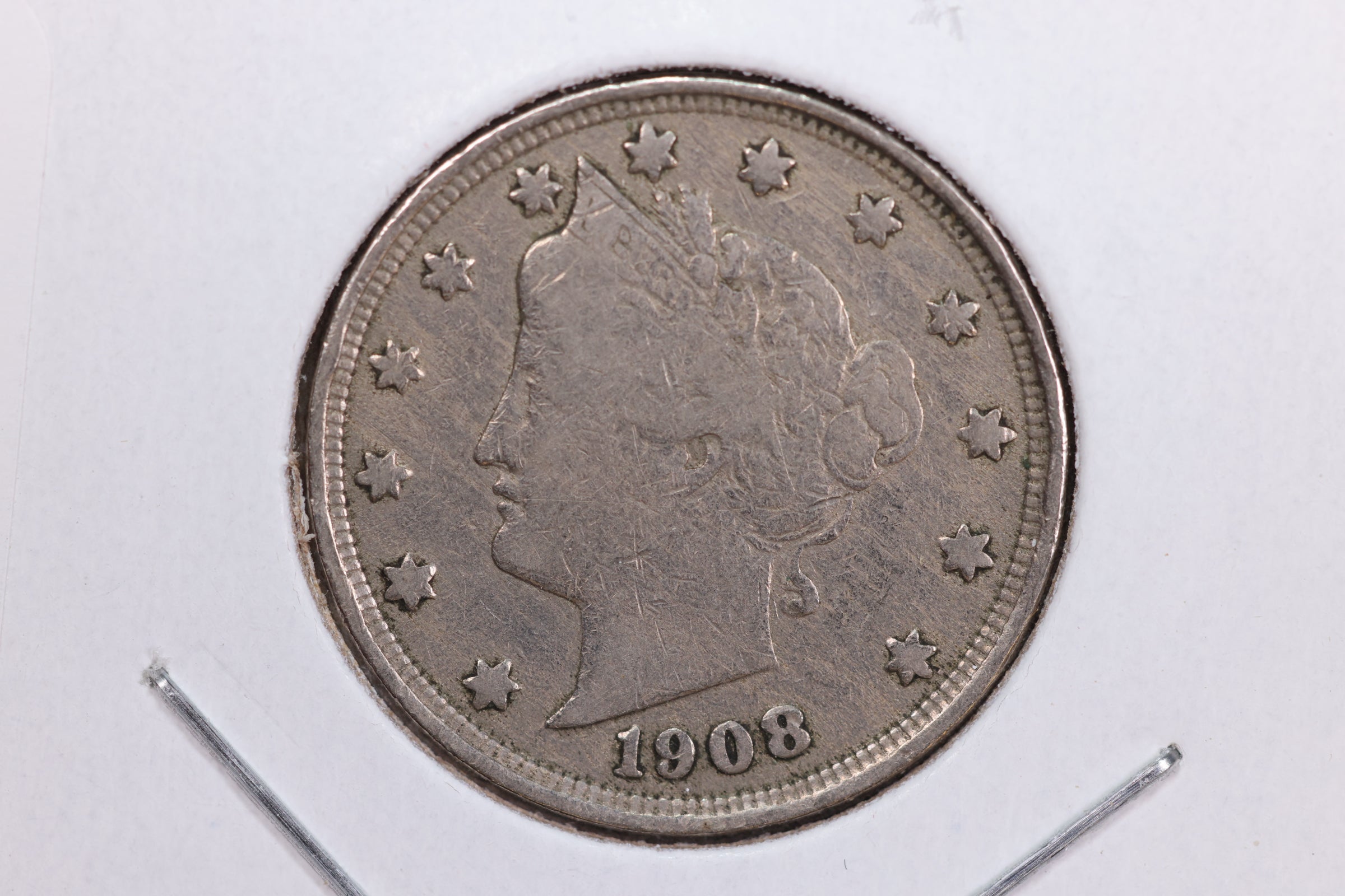 1908 Liberty Nickel, Circulated Collectible Coin. Store #11816