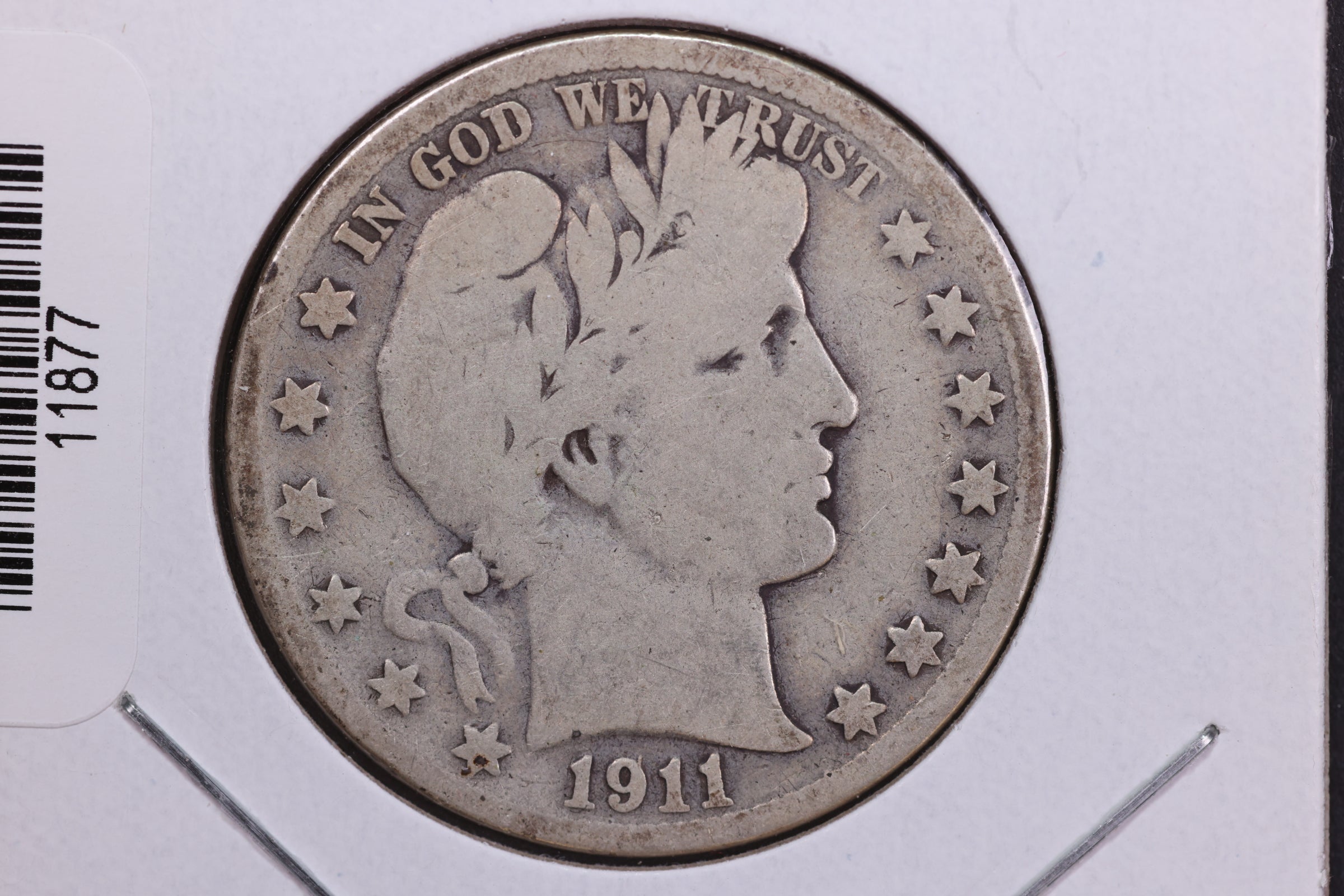 1911-S Barber Half Dollar, Good Circulated Coin, Store #HR408