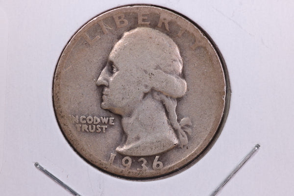 1936-D Washington Quarter. Affordable Circulated Collectable Coin. Store # 08605