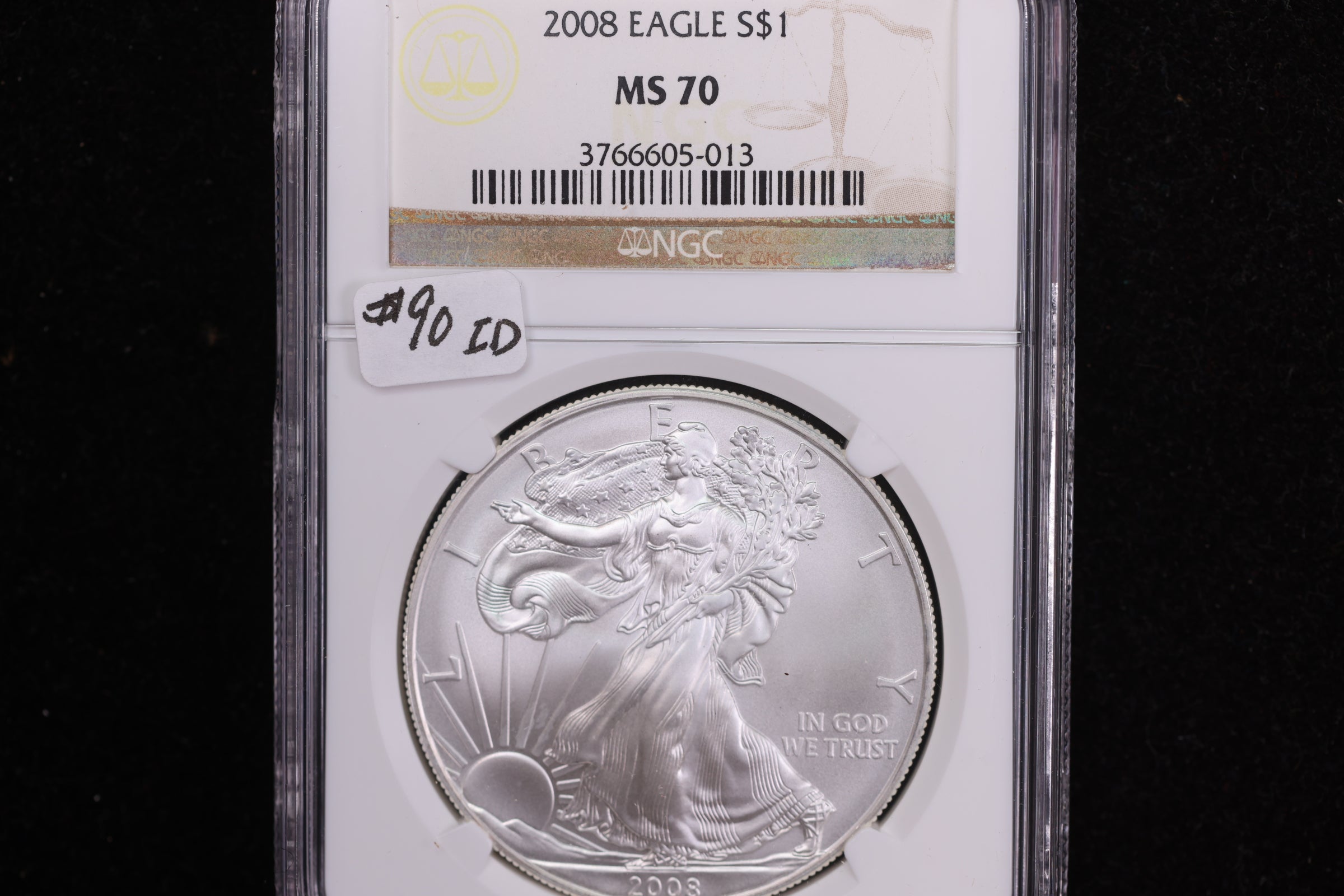 2008 American Silver Eagle, B.U. Strike., NGC MS70, Store #AE0114