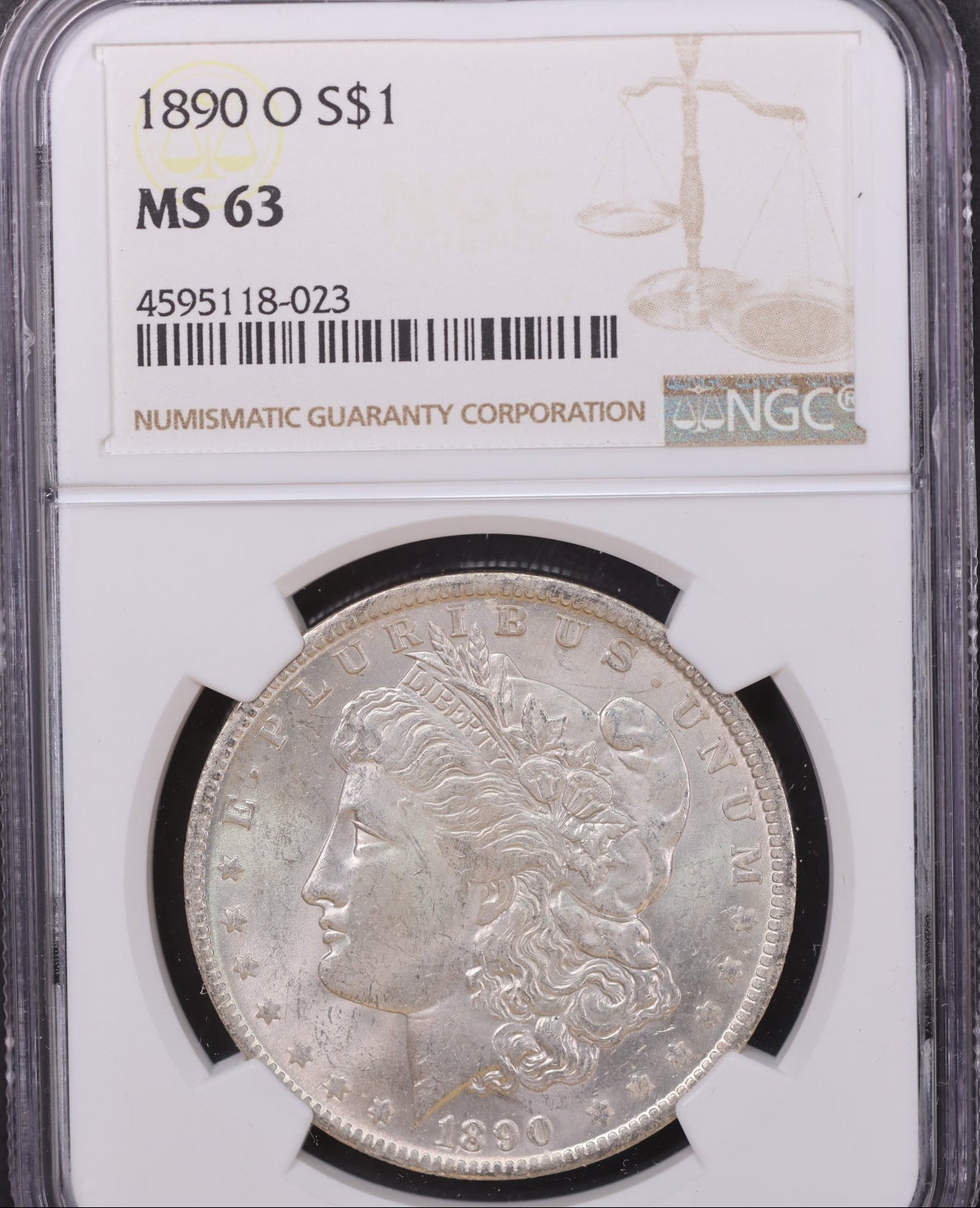 1890-O Morgan Silver Dollar, NGC MS63. Uncirculated Coin, Store #DR0577.