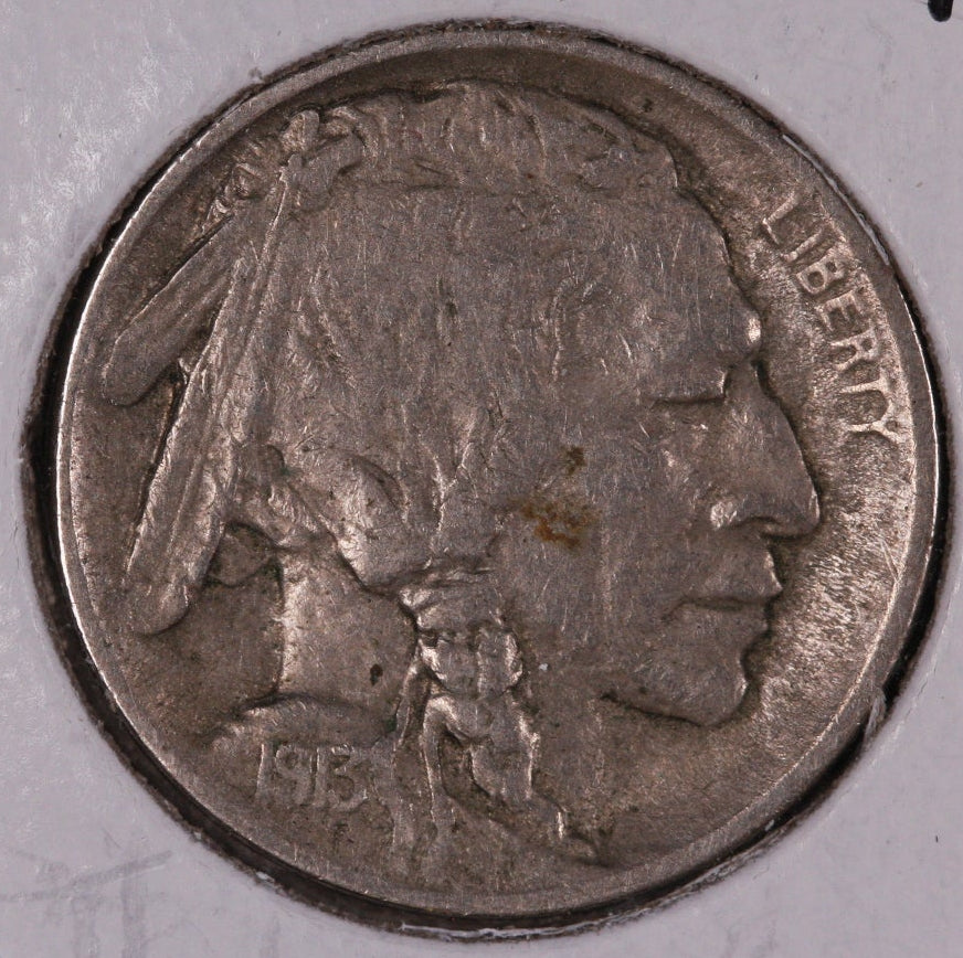 1913 Buffalo Nickel, Type 1, Circulated Collectible Coin. Store #NL259