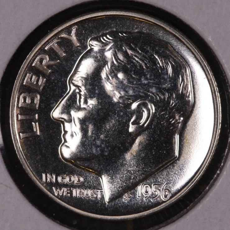 1956 Roosevelt Silver Dime, Proof Coin, Store #09072