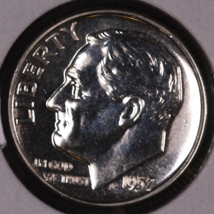 1957 Roosevelt Silver Dime, Proof Strike Coin, Store #09073