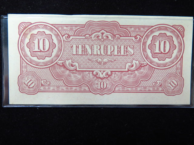 1940's 10 Rupees, WWII Japanese Government Banknote. Store