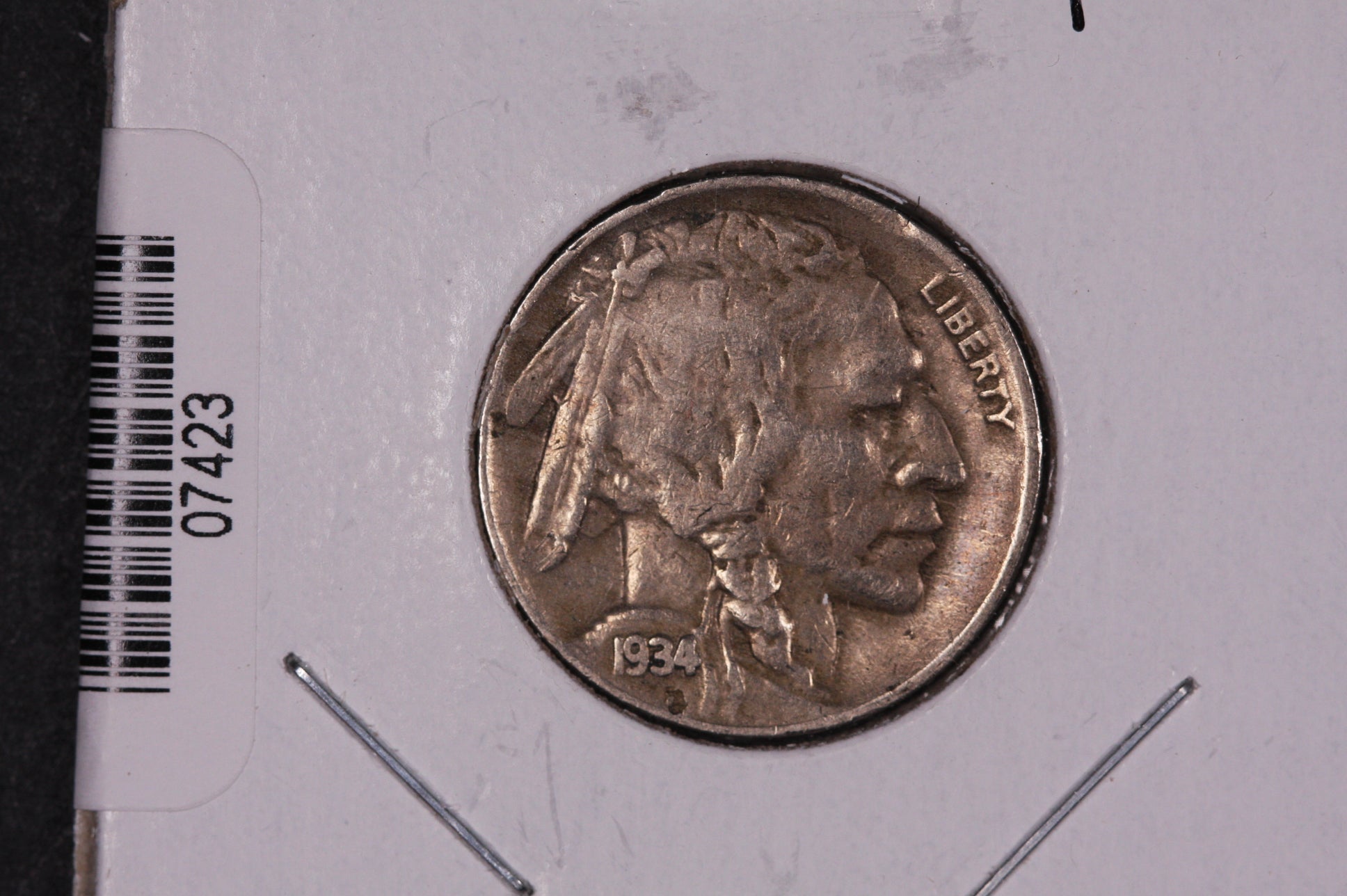 1934-D Buffalo Nickel, Average Circulated Coin. Store #07423
