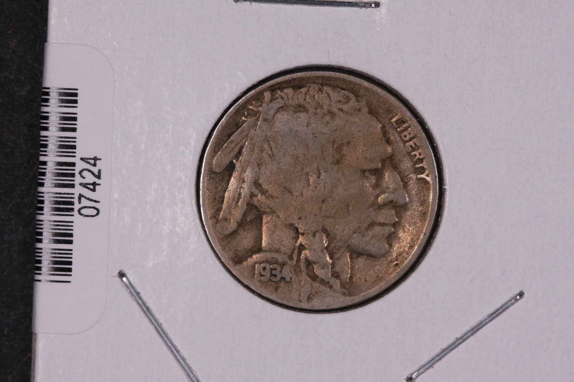 1934-D Buffalo Nickel, Average Circulated Coin. Store #07424