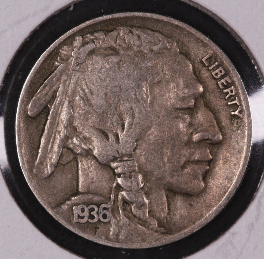 1936-D Buffalo Nickel, Fine+ Circulated Coin. Store #NL848