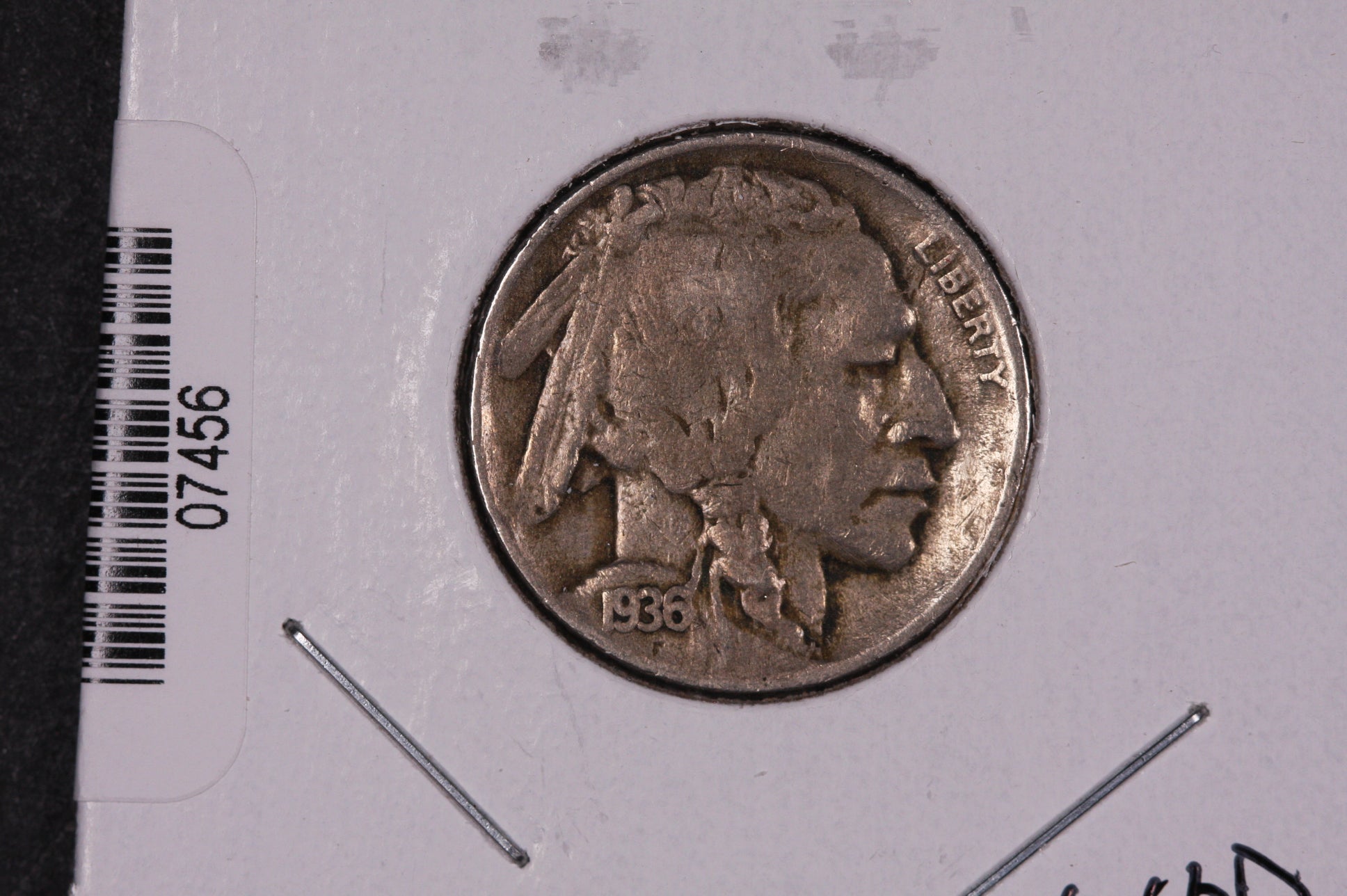 1936-D Buffalo Nickel, Average Circulated Coin. Store #07456