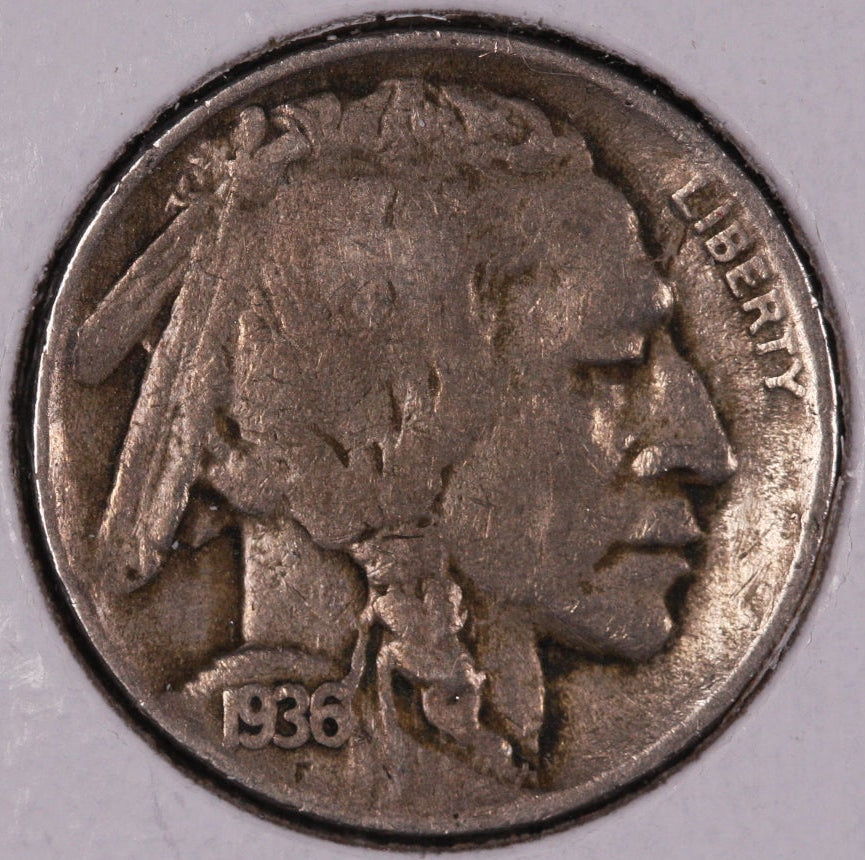 1936-D Buffalo Nickel, Average Circulated Coin. Store #NL849