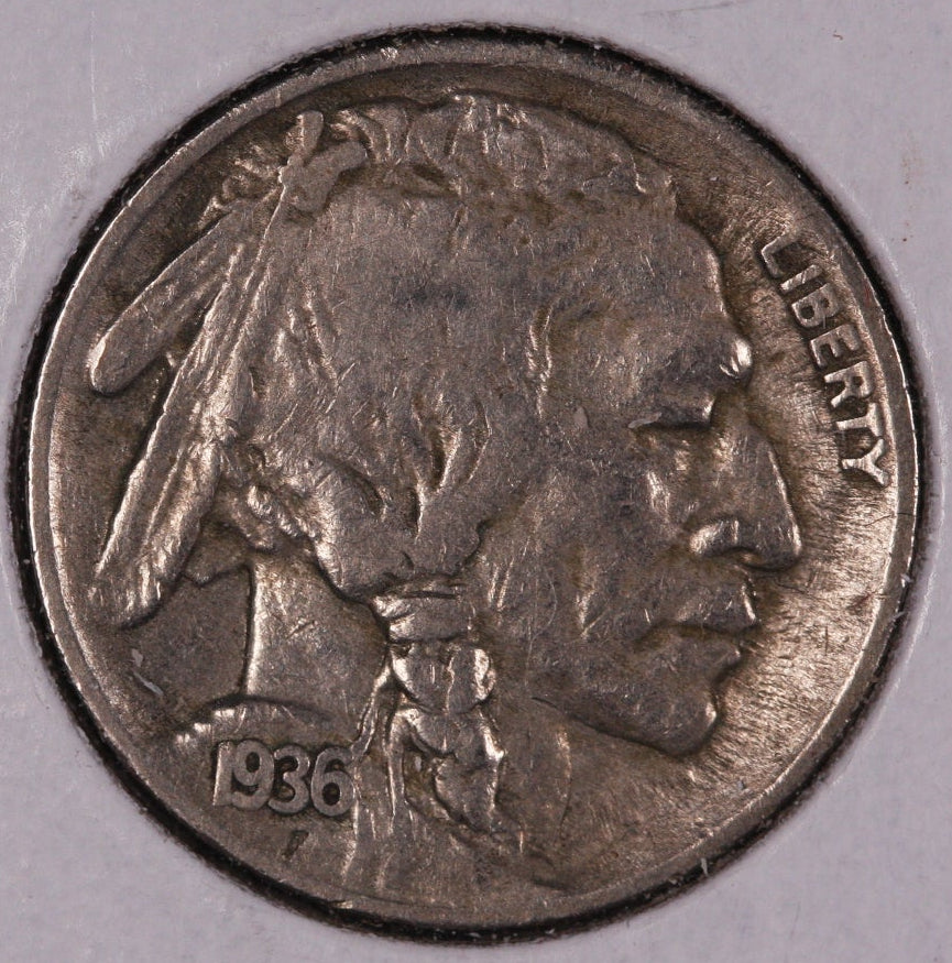 1936-S Buffalo Nickel, Average Circulated Coin. Store #NL860