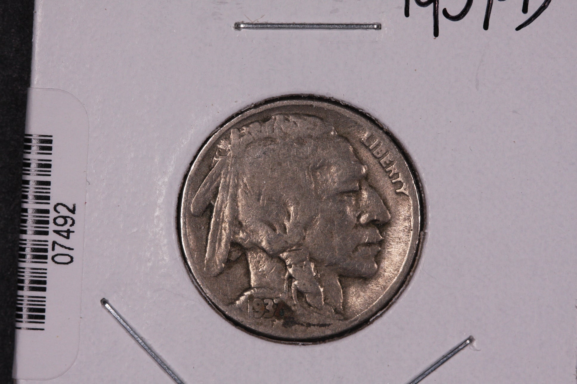1937-D Buffalo Nickel, Average Circulated Coin. Store Sale #07492
