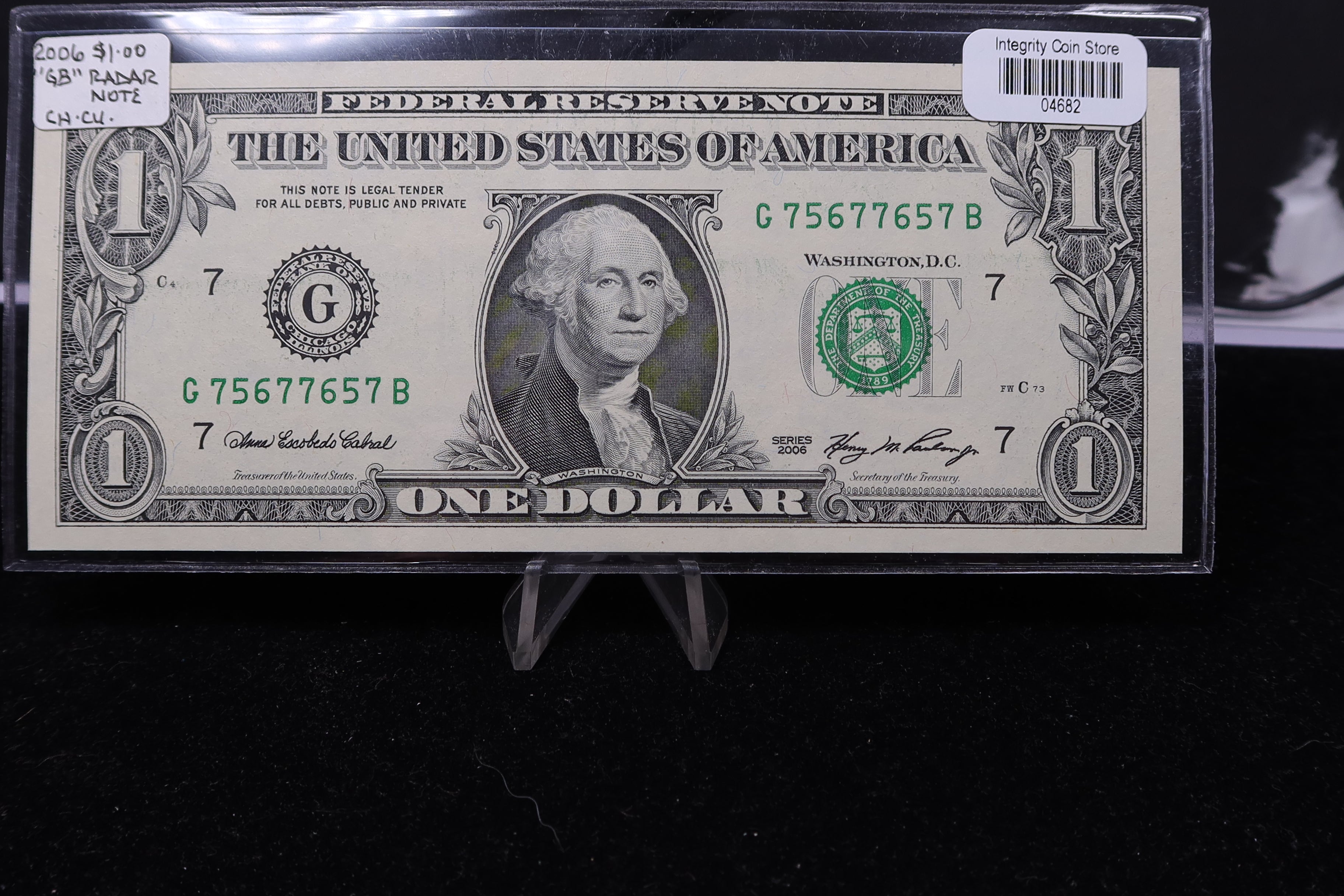 2006 $1., F.R.N. Crisp UN-Circulated. "Radar Note", Store #4682