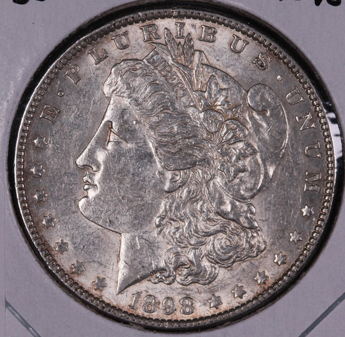 1898 Morgan Silver Dollar, Uncirculated, Mint State Coin, Store #DR0543.