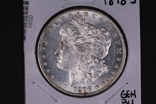1878-S Morgan Silver Dollar, UN-Circulated Coin. Toning Spots, Sale  #04520