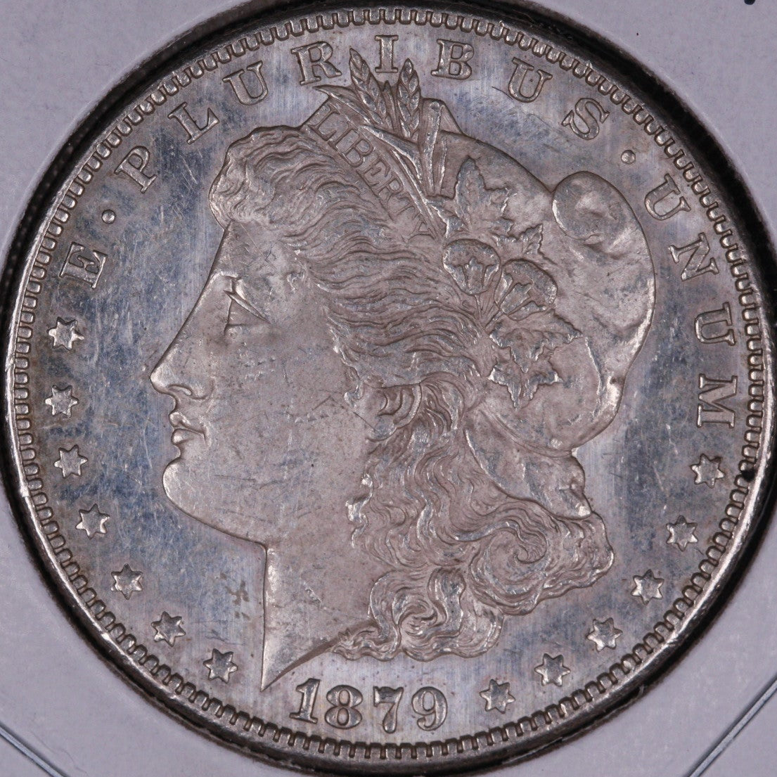 1879-S Morgan Silver Dollar, About Uncirculated Circulated Coin, Store #DR0154