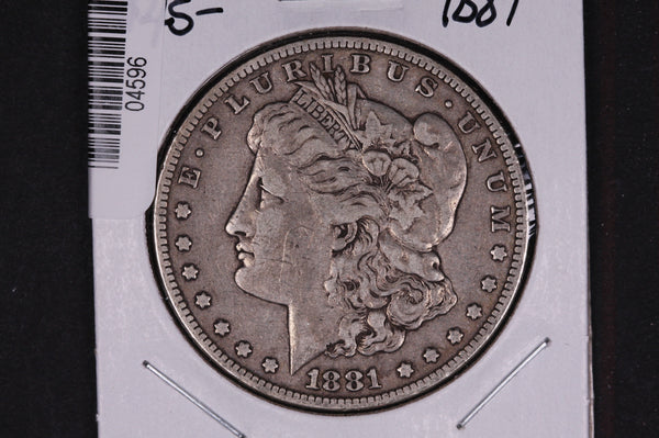 1881 Morgan Silver Dollar, Circulated Coin,  Store #04596