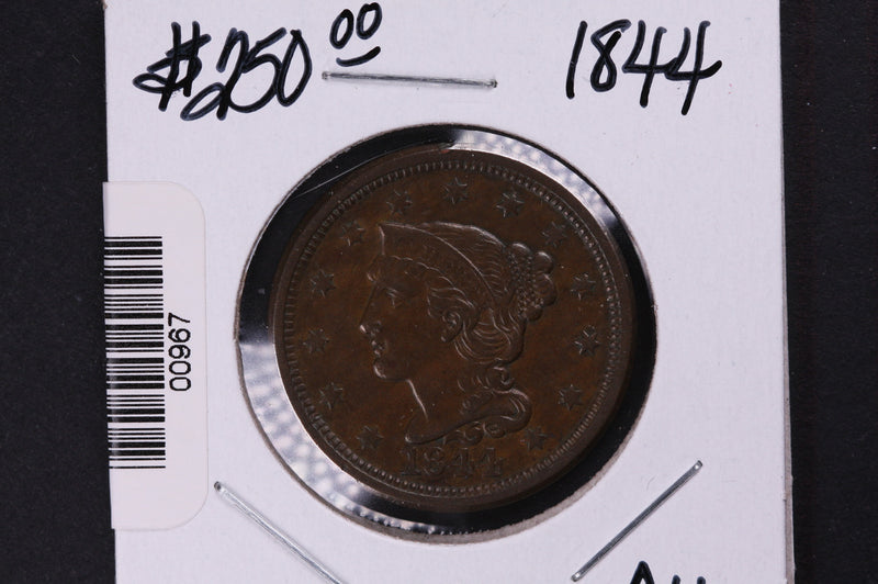 1844 Large Cent, Affordable Early Date Copper Cent. Available on-line Only.