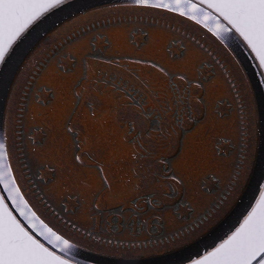 1846 Braided Hair Large Cent, Very Good Circulated Cent, Store #0968