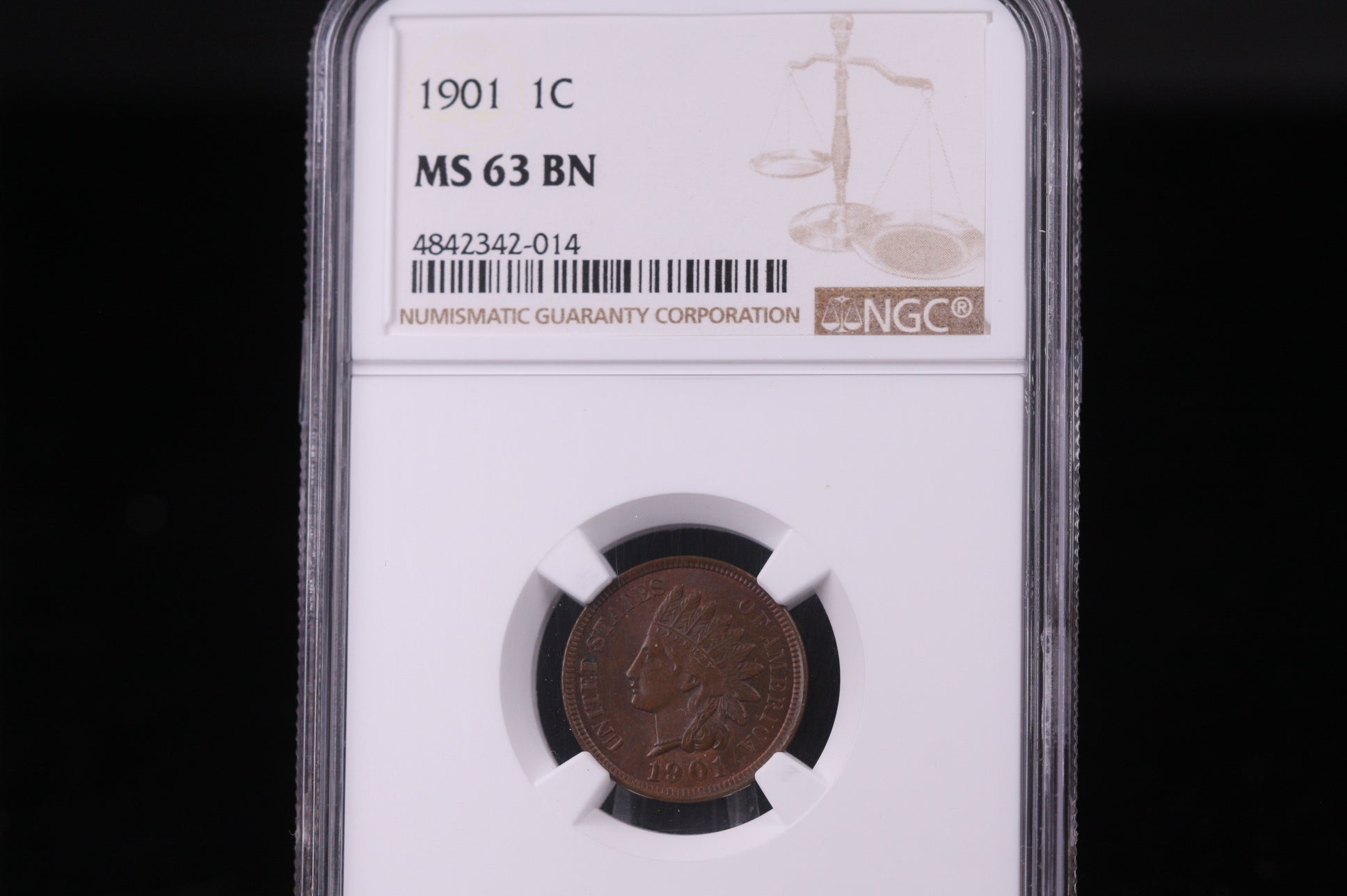 1901 Indian Head Cents. Choice Rich Brown. NGC Graded MS63. #00984