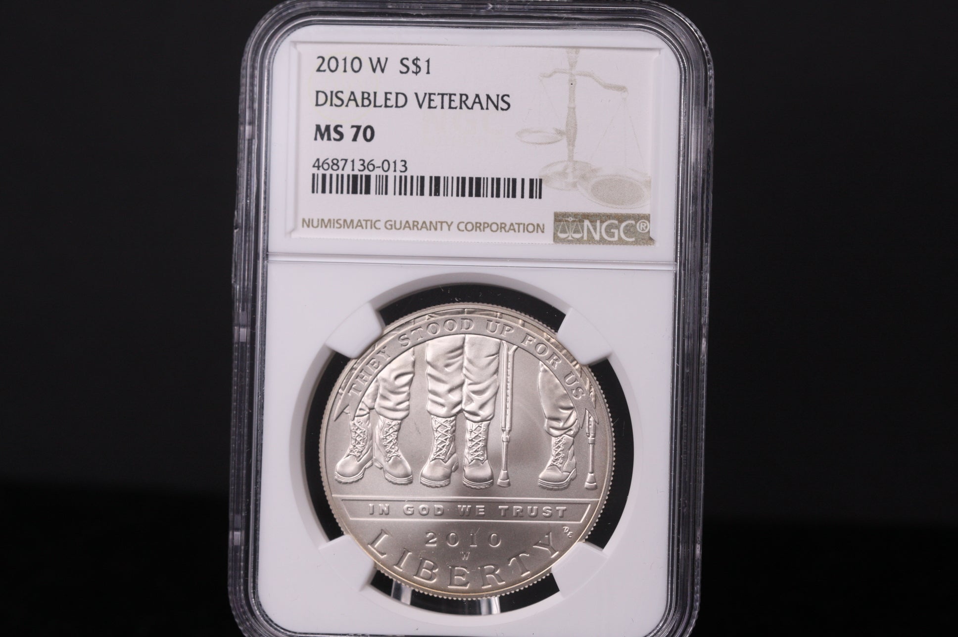 2010-W $1 Disabled Veterans Commemorative, NGC MS-70, Store #GMC142