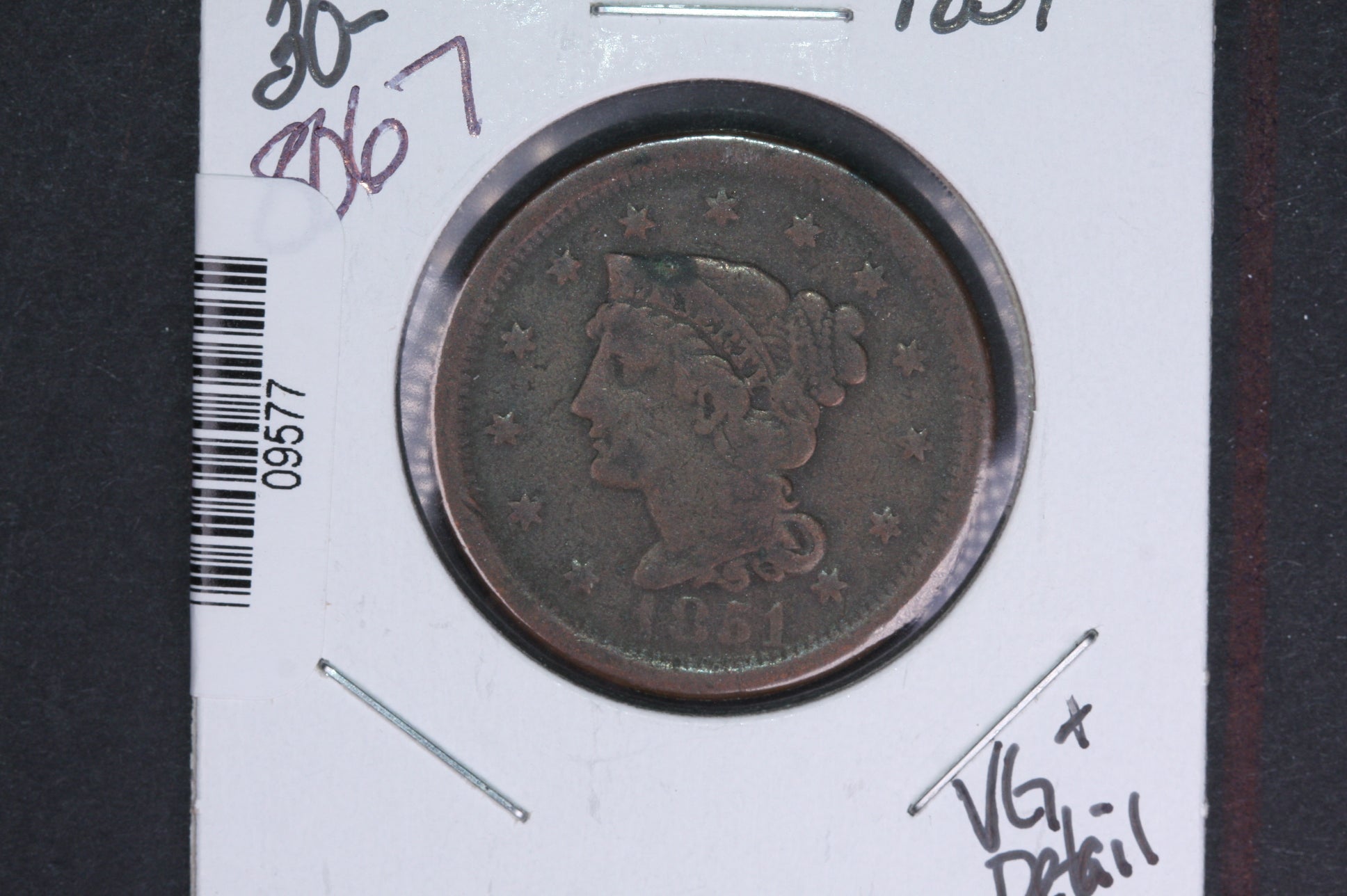 1851 Liberty Head Large Cent. Affordable Collectible Coin. Store # 09577