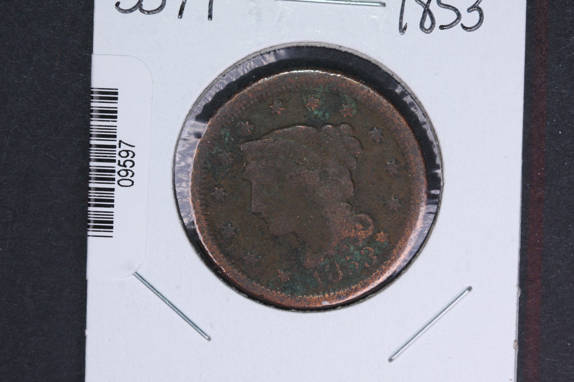 1853 Liberty Head Large Cent. Affordable Collectible Coin. Store # 09597