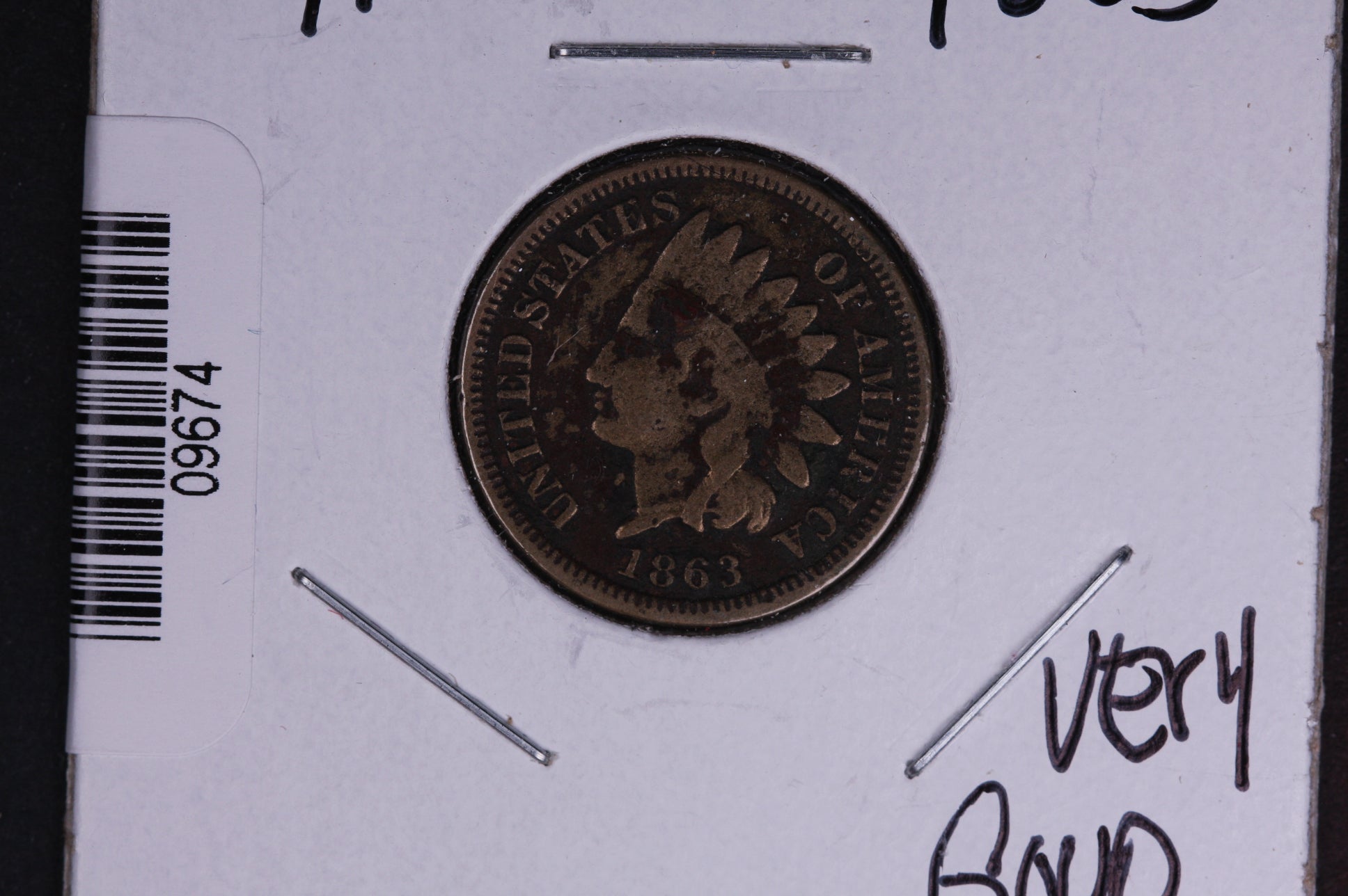 1863 Indian Head Small Cent. Affordable Collectible Coin. Store # 09674