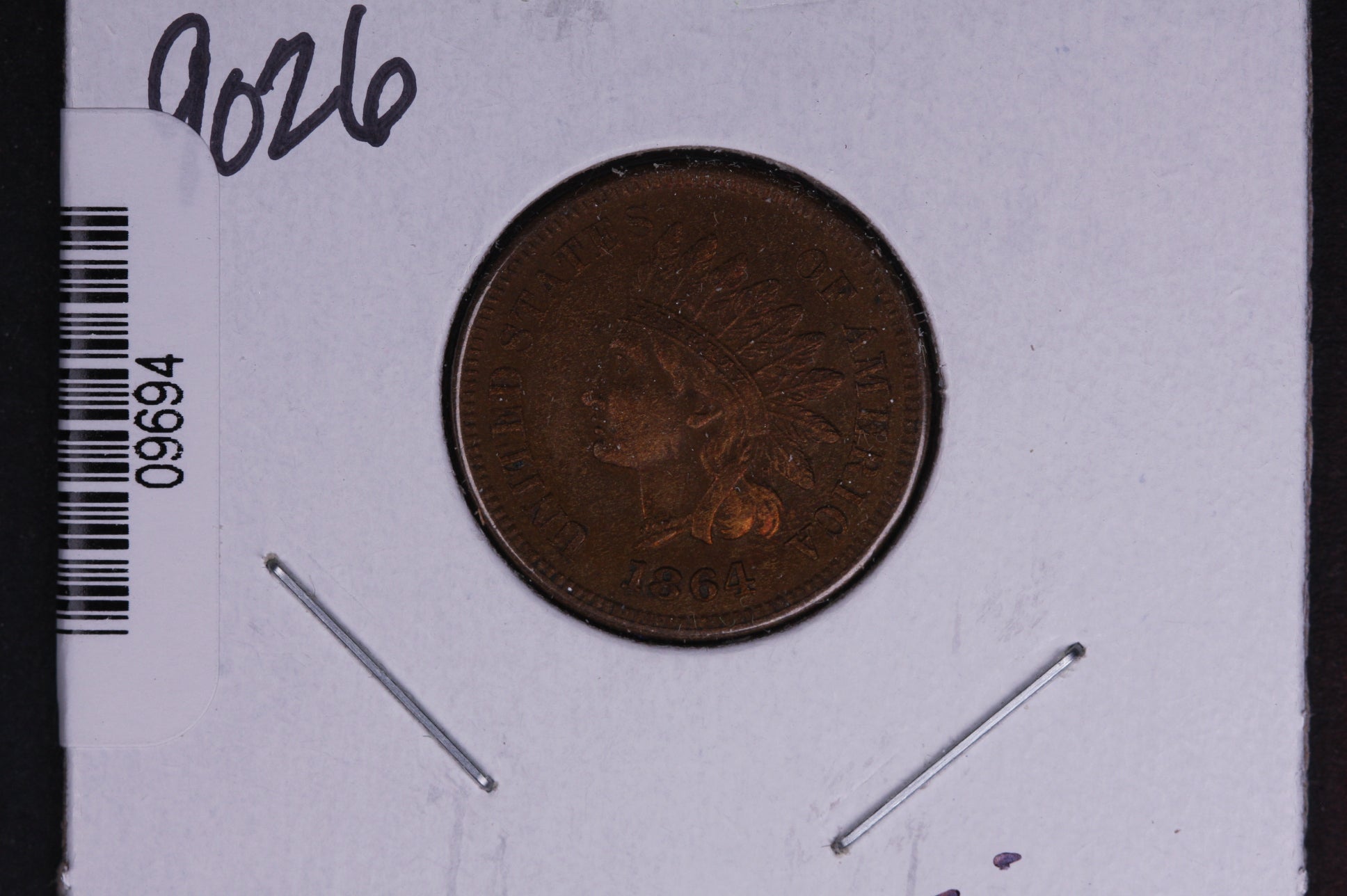 1864 Indian Head Small Cent, With "L". Affordable Collectible Coin. Store # 09694