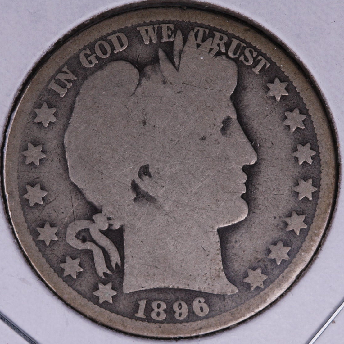1896-O Barber Half Dollar, About Good Circulated Coin, Store #HR203