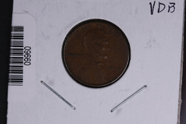 1909 Lincoln Wheat Small Cent, V.D.B.  Affordable Collectible Coin. Store # 09960