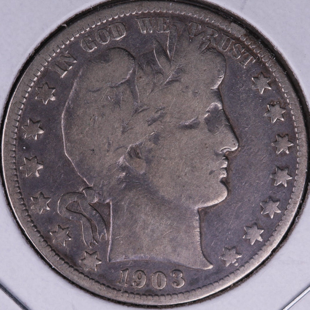 1903-O Barber Half Dollar, Very Good Circulated Coin, Store #HR282