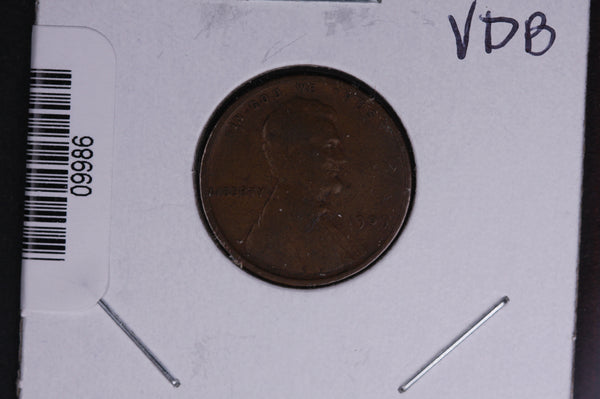 1909 Lincoln Wheat Small Cent, V.D.B.  Affordable Collectible Coin. Store # 09986