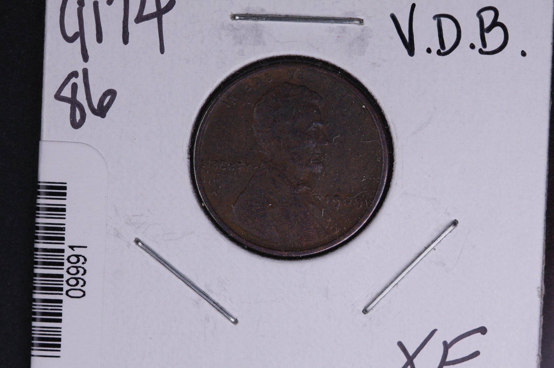 1909 Lincoln Wheat Small Cent, V.D.B. Affordable Collectible Coin. Store # 09991
