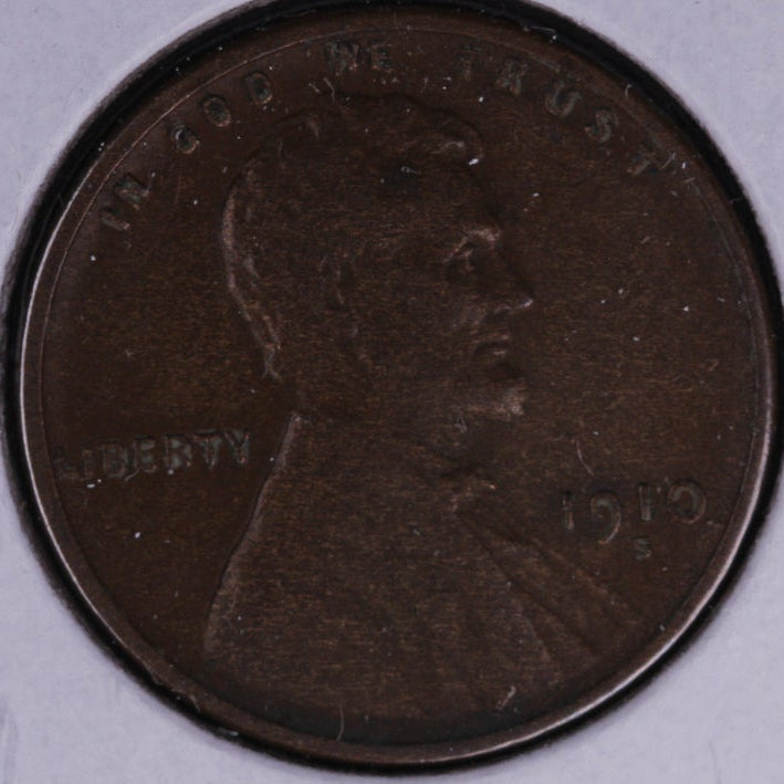 1910-S Lincoln Wheat Cent, Very Fine Circulated Coin, Store # 10019