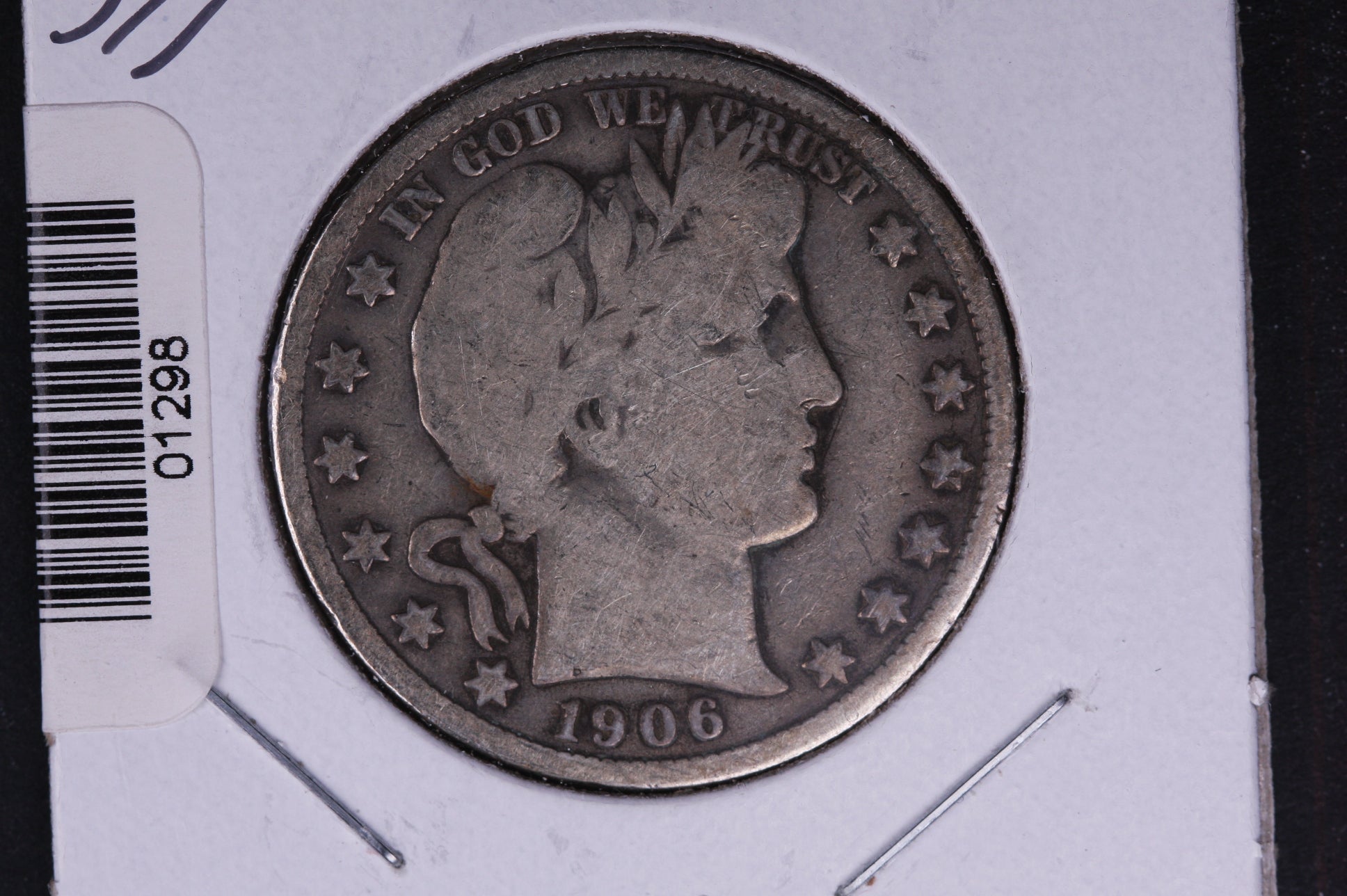1906 Barber Half Dollar, Very Good Circulated Coin, Store #HR344