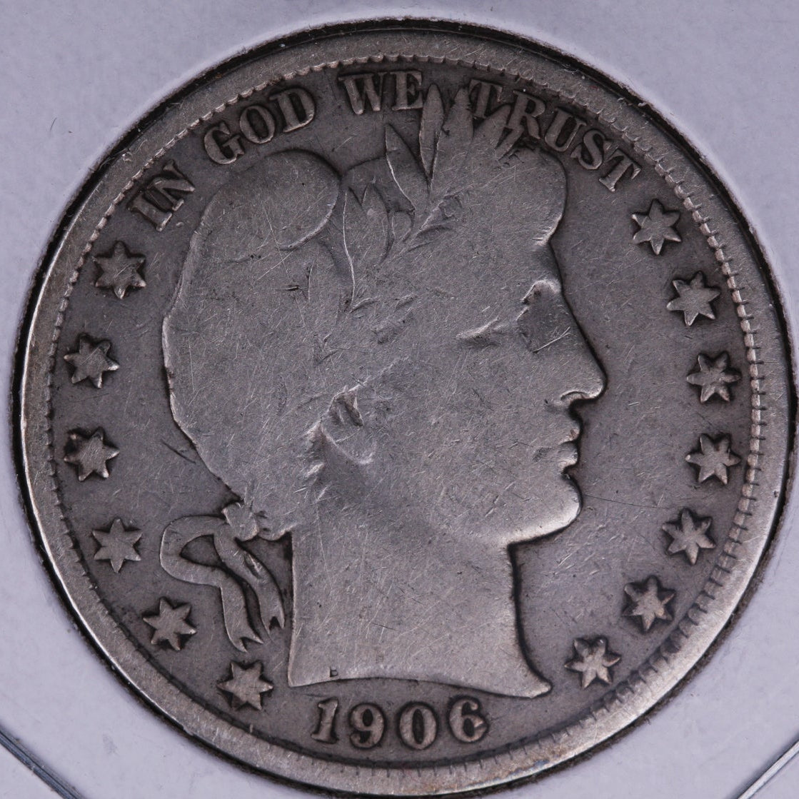 1906 Barber Half Dollar, Very Good Circulated Coin, Store #HR337