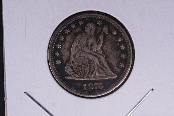 1876 Seated Liberty Quarter.  Average Circulated Coin.  Store # 04977